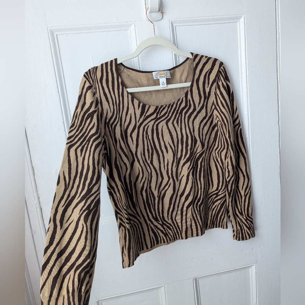 Talbots Animal Tiger Print Prima Cotton Sweater - Size M